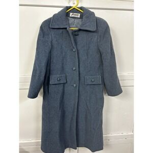 VTG Bromley Petite Wool Long Coat Overcoat - Soft Blue - Women's‎ 8-10